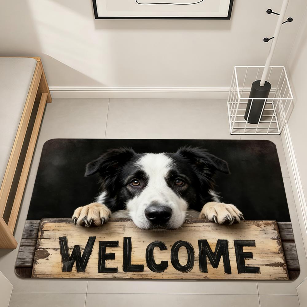 Welcome Art Cute Fun Cartoon Dog Home Bedside Rug Kitchen Bath Floor Mat Hallway Balcony Carpet Entrance Doormat Hogar Decor