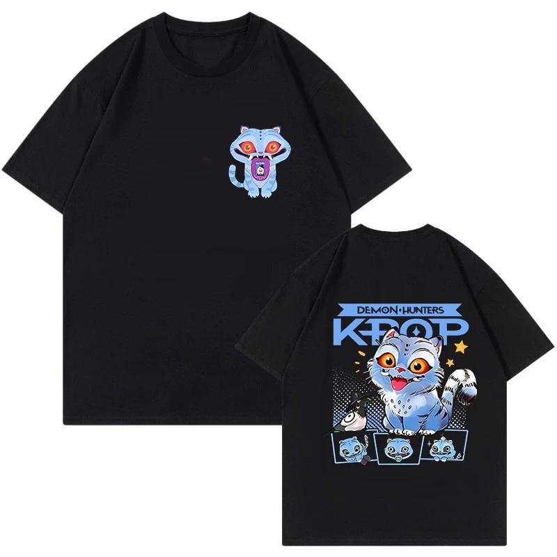 Hot Sale Saja Boys Kpop Demon Hunters Funny Tiger Graphic Print T-shirt Women Men Summer New Tee Cotton Comfortable Short Sleeve Casual Oversized Top
