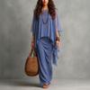Ensemble robe longue deux pièces en mousseline pour femme avec châle enveloppant pour les vacances d'été