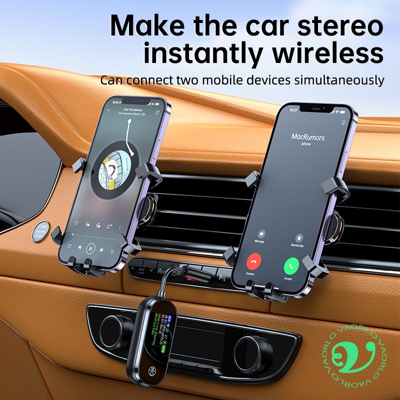 Upgrade Color LED Display Bluetooth 5.4 Transmitter Receiver 3.5mm AUX HIFI Stereo Audio Wireless Adapter With Mic For TV PC Car