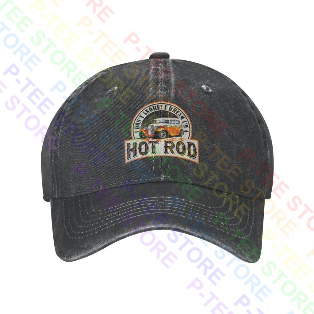 I Don't Snore I'M Dream I'M A Hot Rod Washed Denim Baseball Cap Trucker Hats Mode bequem
