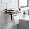 Wall Mounted Paper Towel Holder Wooden Paper Phone Holder Storage Rack Toilet Paper Holder  Hotel