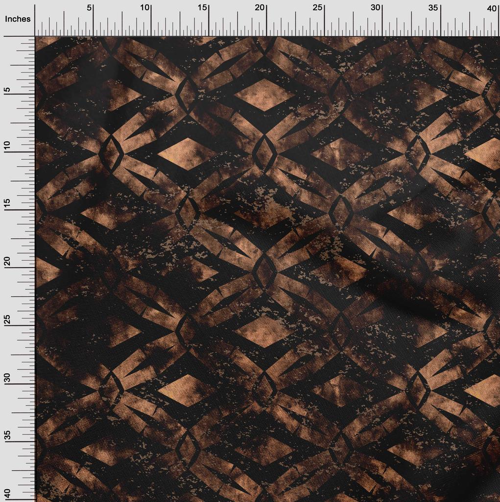 oneOone Cotton Flex Chocolate Brown Fabric Geometrical Water Color Craft Projects Decor Fabric Printed By The Yard 40 Inch