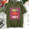 Bright Striped Fish Graphic Tee Y2k Pop Art Aesthetic Bold Pink Colorful Fish Print Nautical Summer Everyday Casual TShirt
