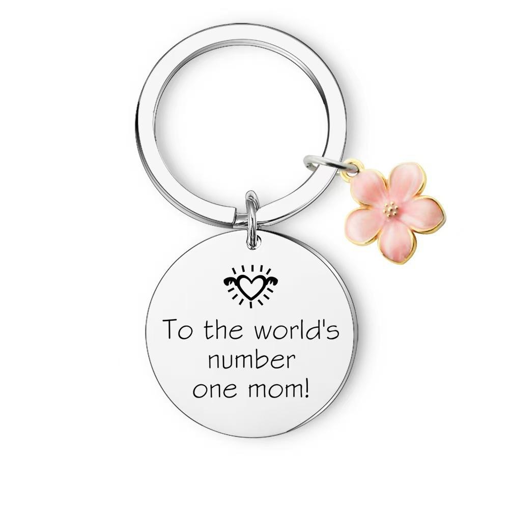 Stainless Steel Grateful Mothers Day Birthday Gift DIY Small Accessories Creative Keychain Stainless Steel Keychain for Backpack Bag Pendant