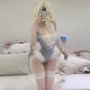 Sexy Lingerie Sexy Lace Perspective Open Crotch Blue Tie Clothes Water Blue Splicing Maid Cosplay Cos Outfit