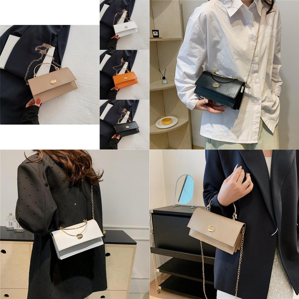 Fashionable Street Style Pu Leather Chain Shoulder Bag Beautiful Square Crossbody Bag