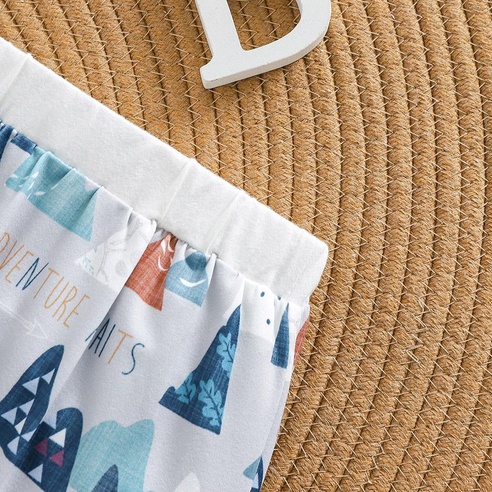 Säugling Baby Junge "Abenteuer erwartet" Aufdruck Kurzarm Baumwoll-Body & Hut & Freizeit-Hosen Outfit-Set