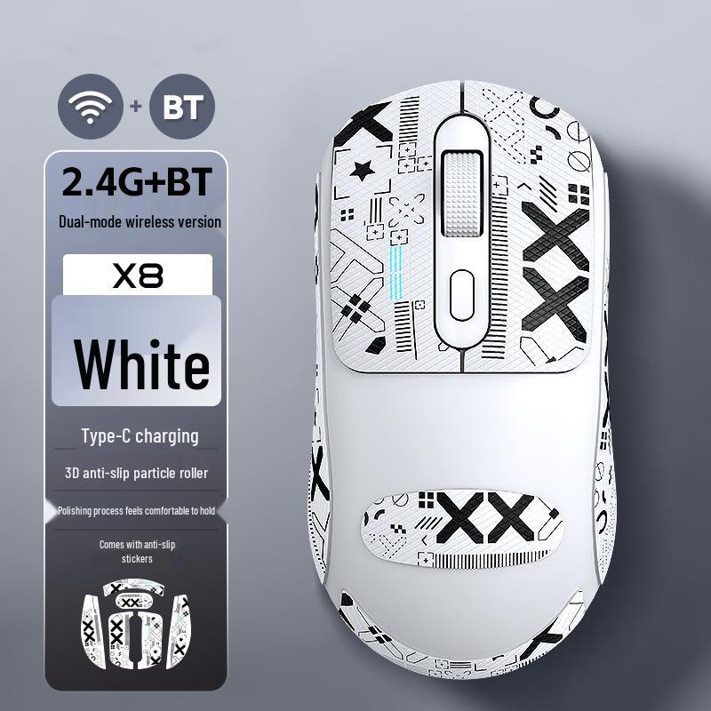 

Беспроводная Bluetooth мышь X8 двухрежимная с противоскользящими и персонализированными наклейками - Игровая и офисная периферия высокого класса