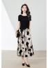 Light luxury temperament set, fashionable and western-style short sleeved printed skirt and pants two-piece set