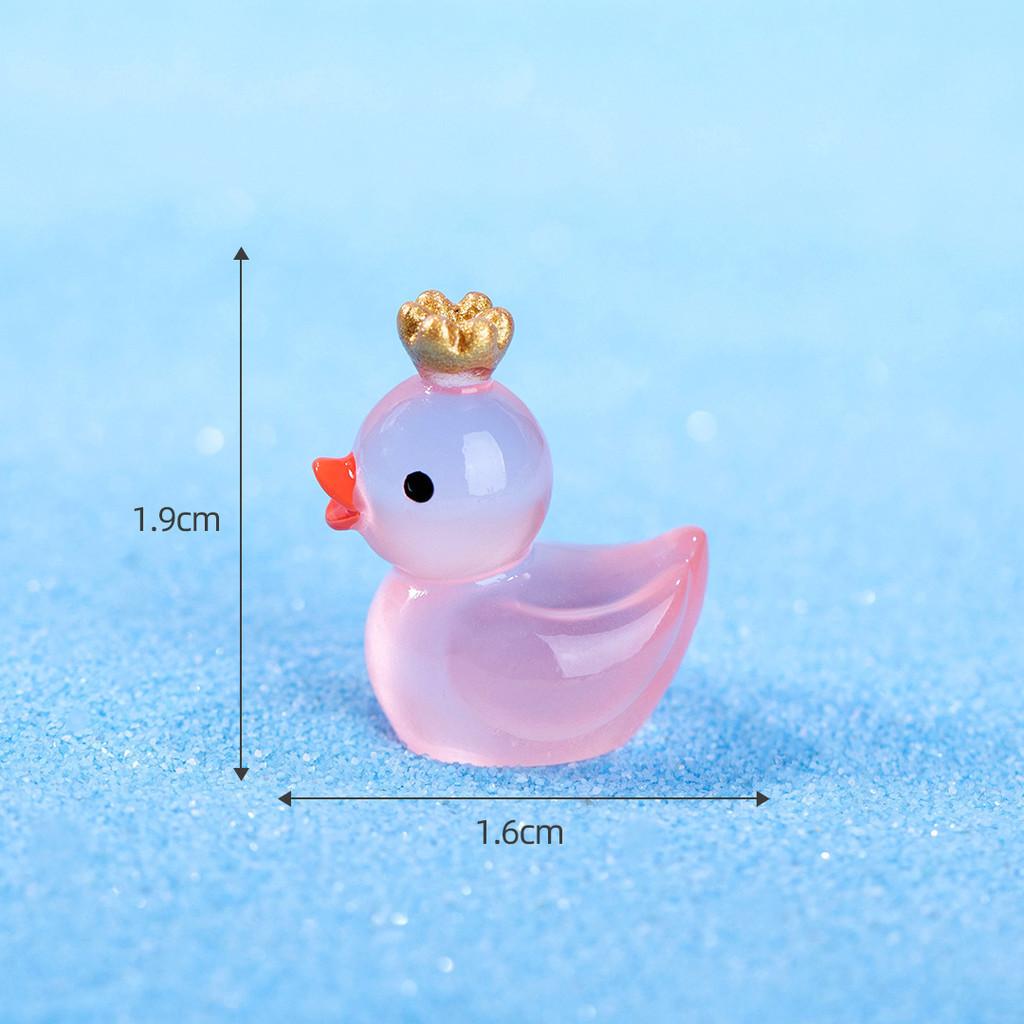 Cute Glowing Crown Miniature Yellow Duck Resin Figurine For Moss Terrariums