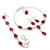 Mozambique Garnet Pear Shape Gemstone Jewelry Set Necklace Bracelet Ring Earring