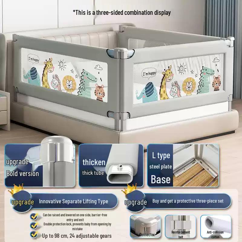 Nuofanya Three-Sided Bed Rail: Baby Anti-Fall Guard, Anti-Drop Barrier, Child Safety Baffle, Bed Guardrail.