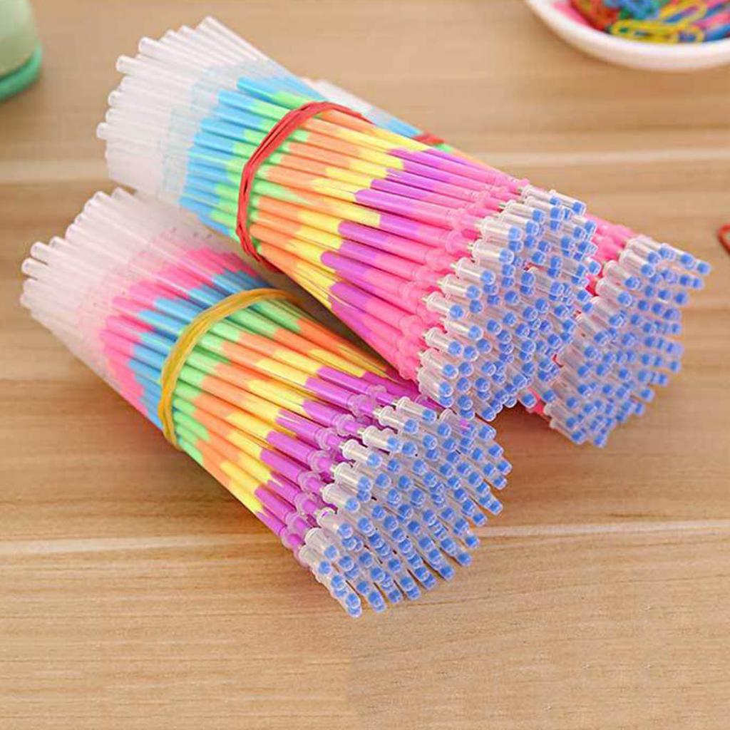 50/100pcs Multicolor Rainbow Highlighters 0.5mm Gel Pen Refills School Supplies