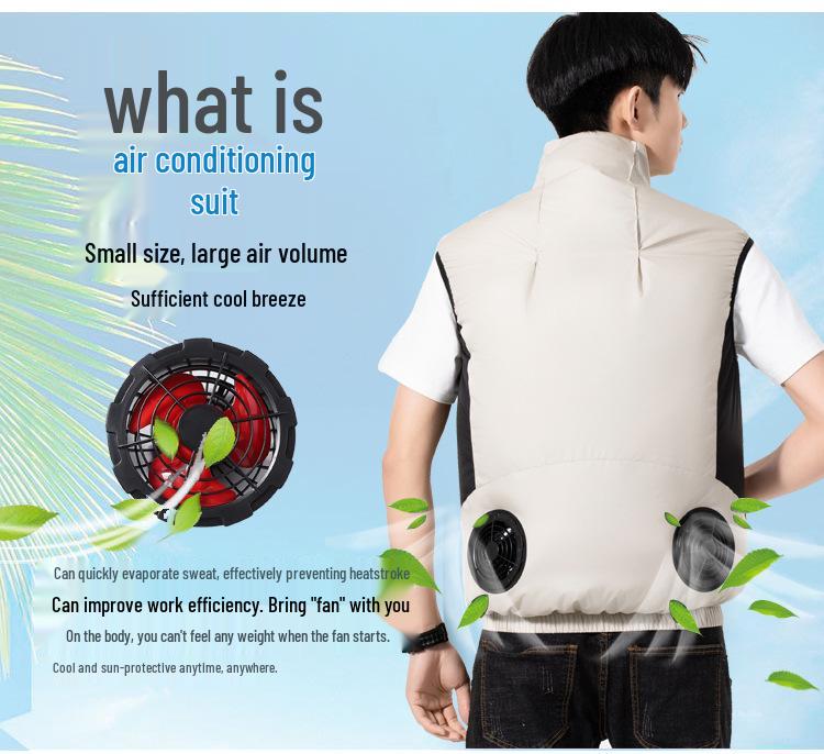 Kühlweste Ärmellos Klimaanzug für Sommer Outdoor-Arbeit und Angeln – Hitzschlagprävention