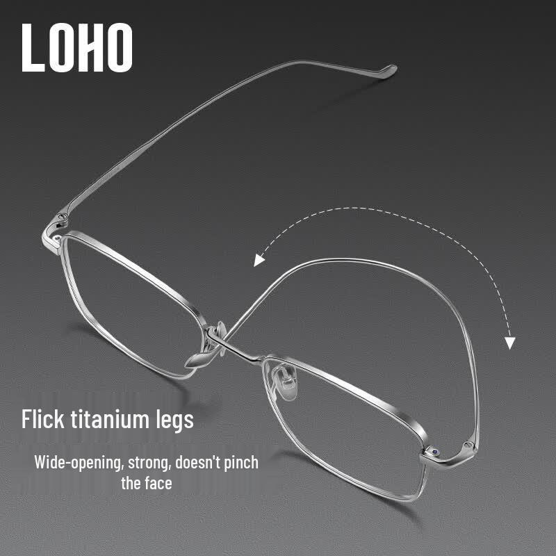 LOHO Ultra-light Titanium Anti-Blue Light Square Frame Glasses