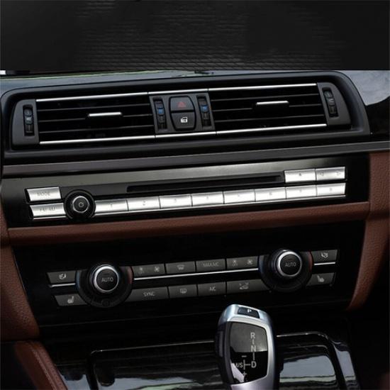 12pcs Silver Center CD MODE FM/AM Button Cover For BMW 5 Series F10 2011-2016