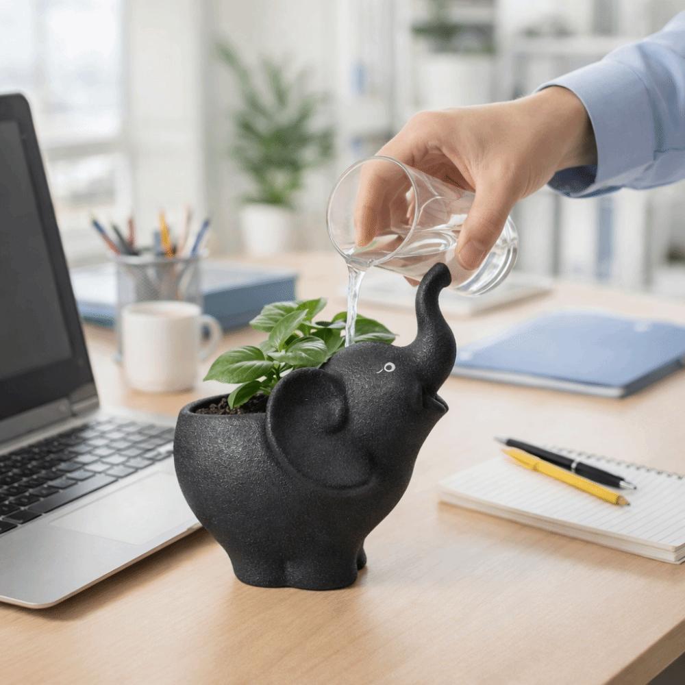 Elephant Shape Ceramic Flowerpot Practical Bonsai Vase Creative Elephant Vase  Garden Art