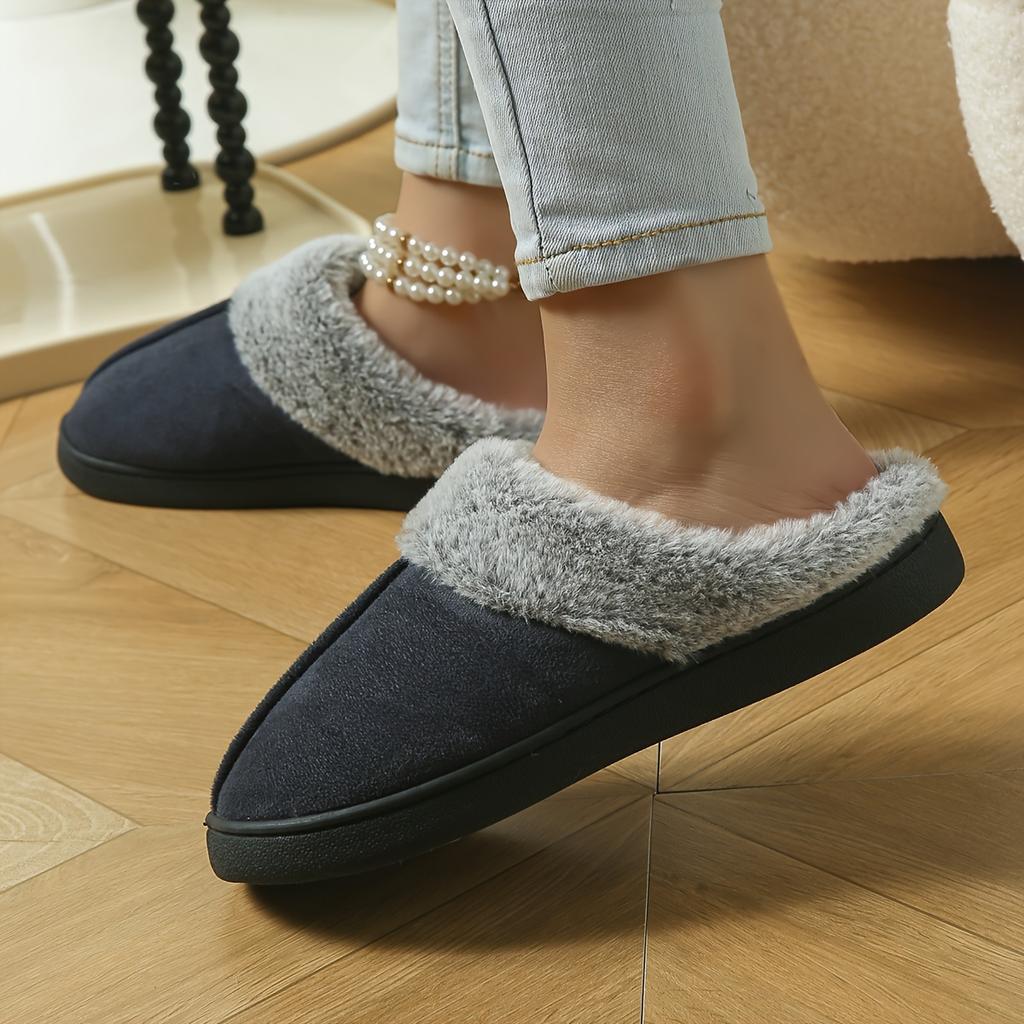 [Plush Slippers] Thick Plush Mid-Strip Minimalist Slippers | Stylish Home Indoor Bedroom Floor Slippers for Men and Women