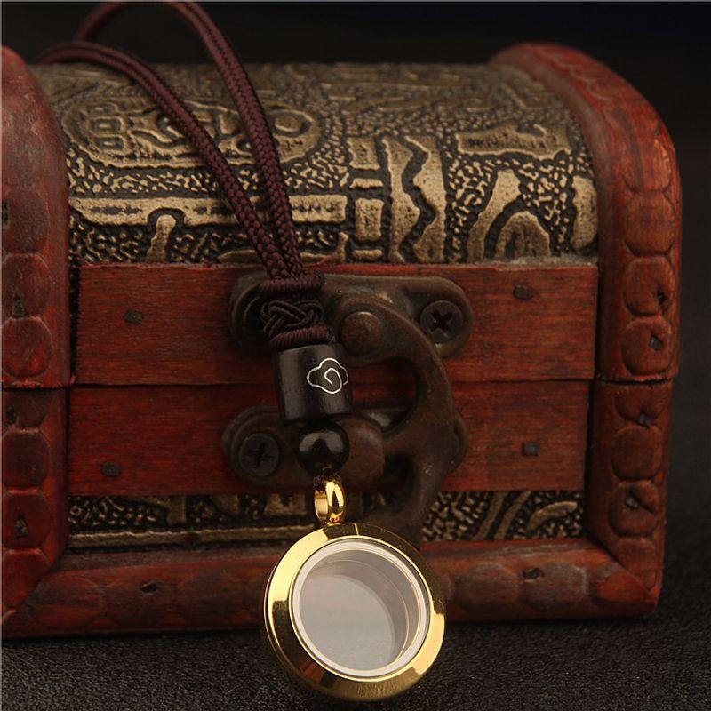 

Fashion Transparent Hollow Mini Niche for Buddha Necklace Pendant Surangama Pendant Men and Women Jewelry Package Can Be Opened Cinnabar Mini gold empty pendant with brown rope