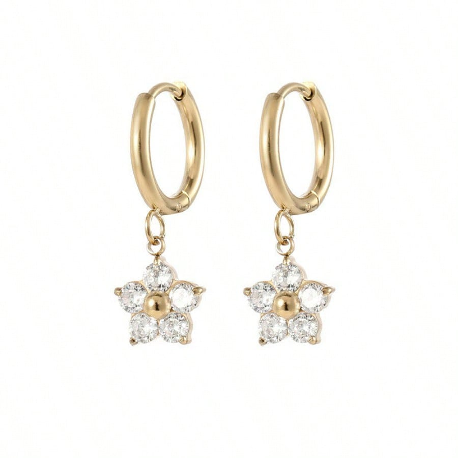 Fashion Flower Ear Buckle Sweet and Cute Light Luxury Temperament Versatile Earrings