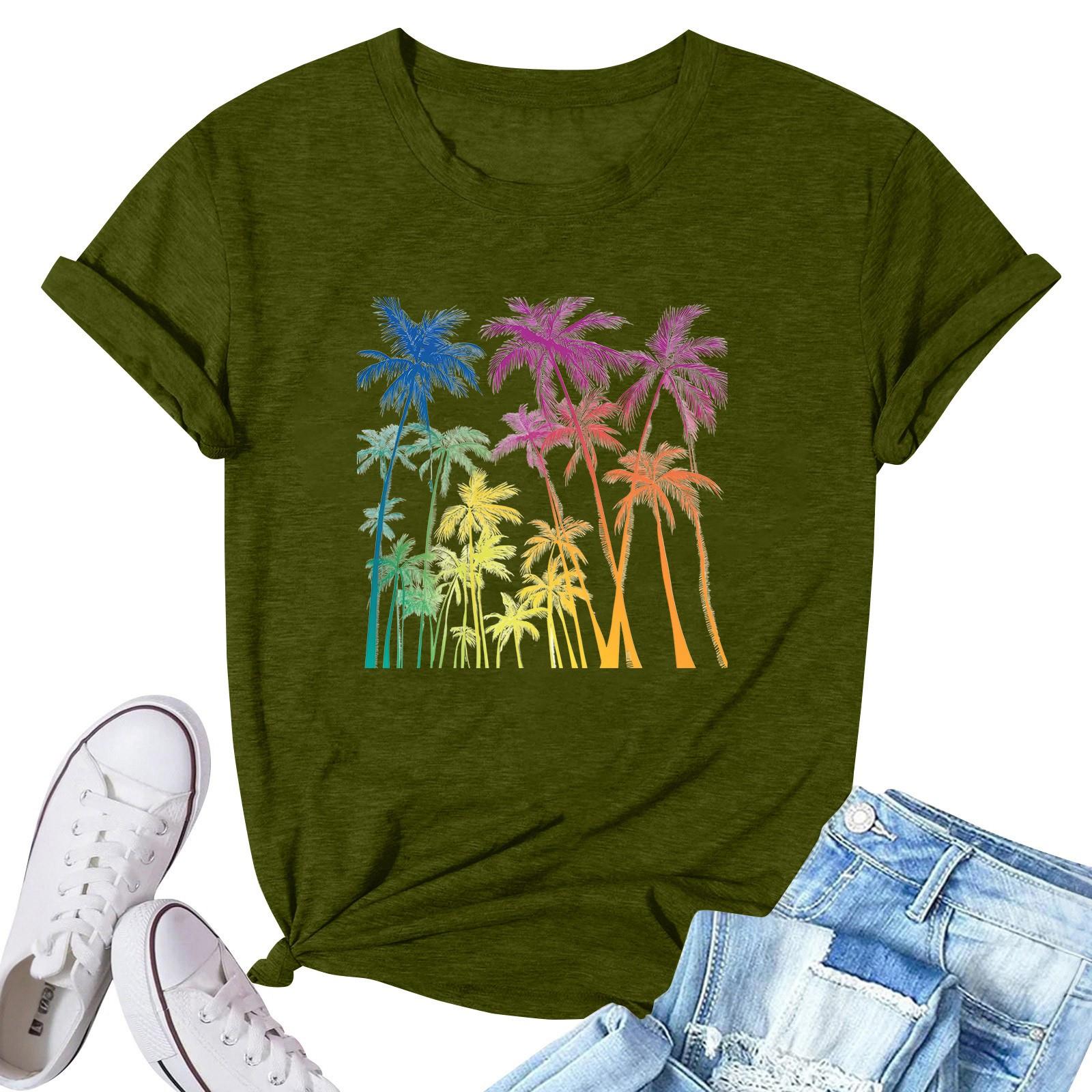 

Женская модная повседневная плиссированная футболка с коротким рукавом с принтом L армия зеленый