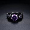 Hot Sale Western Fashion Black Skull Ring Personality Gothic Delicate Purple Zircon Copper Ring for Punk Women Statement Jewelry