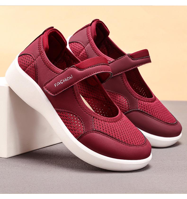 Women's Summer Breathable Casual Velcro Shoes - Soft Sole, Comfortable for Middle-Aged & Elderly Mothers
