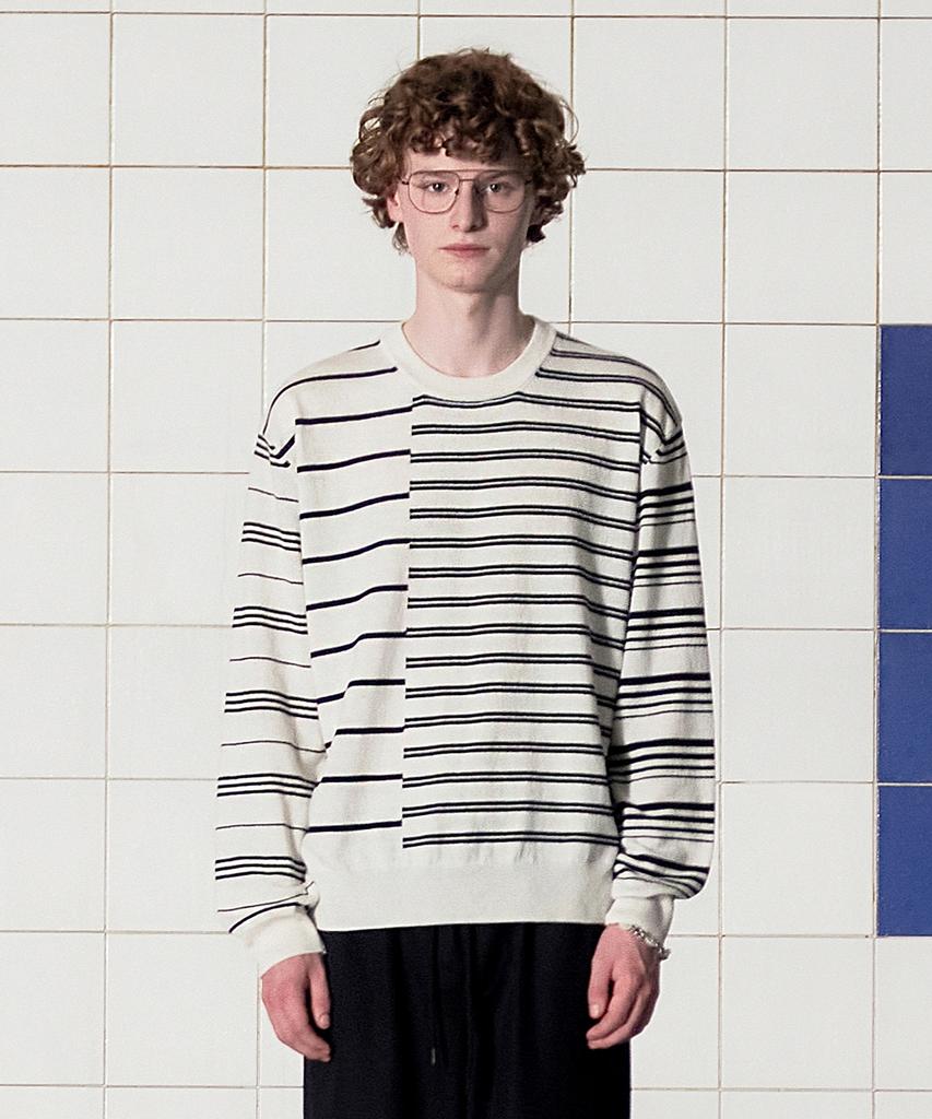 UNALLOYED Argyle Elbow Stripe Knit / Ivory