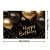 2D Luxury Black Gold Birthday Backdrop - Formal Party Photo Booth Background