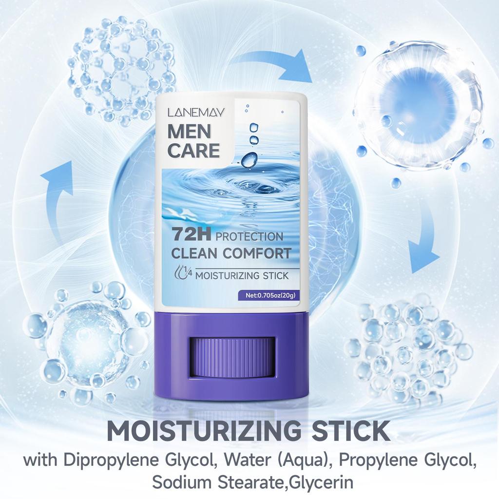 1/4 Feuchtigkeitsstift - Langanhaltender dezenter Duft für ein frisches und selbstbewusstes Gefühl - Geeignet für Männer, 20g