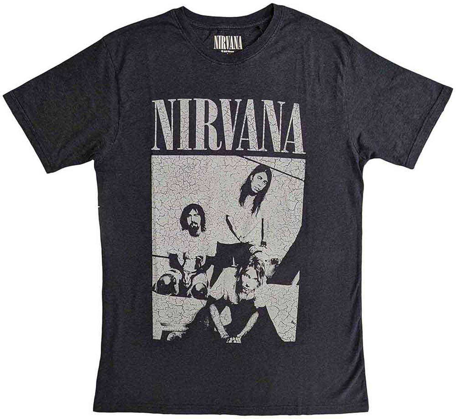 Футболка Nirvana Сядьте Логотип Группы Официальная Унисекс Черная Потертая S