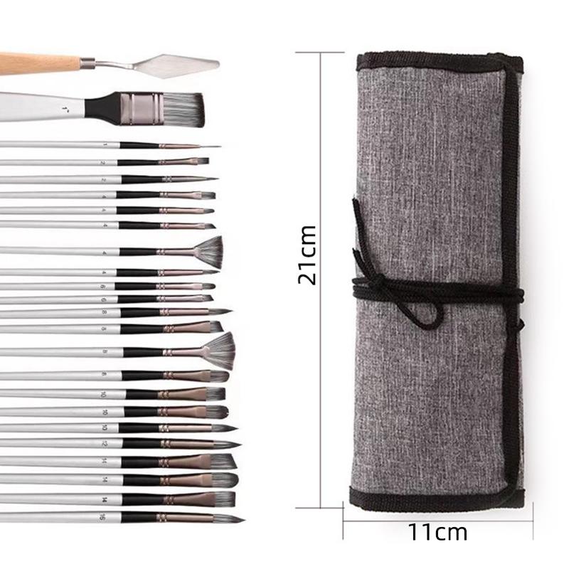 

1Set Artist Painting Brush Bag Set Professional Art Painting Set Multifunctional Log Watercolor Oil Paint Brush Set Gifts as the picture