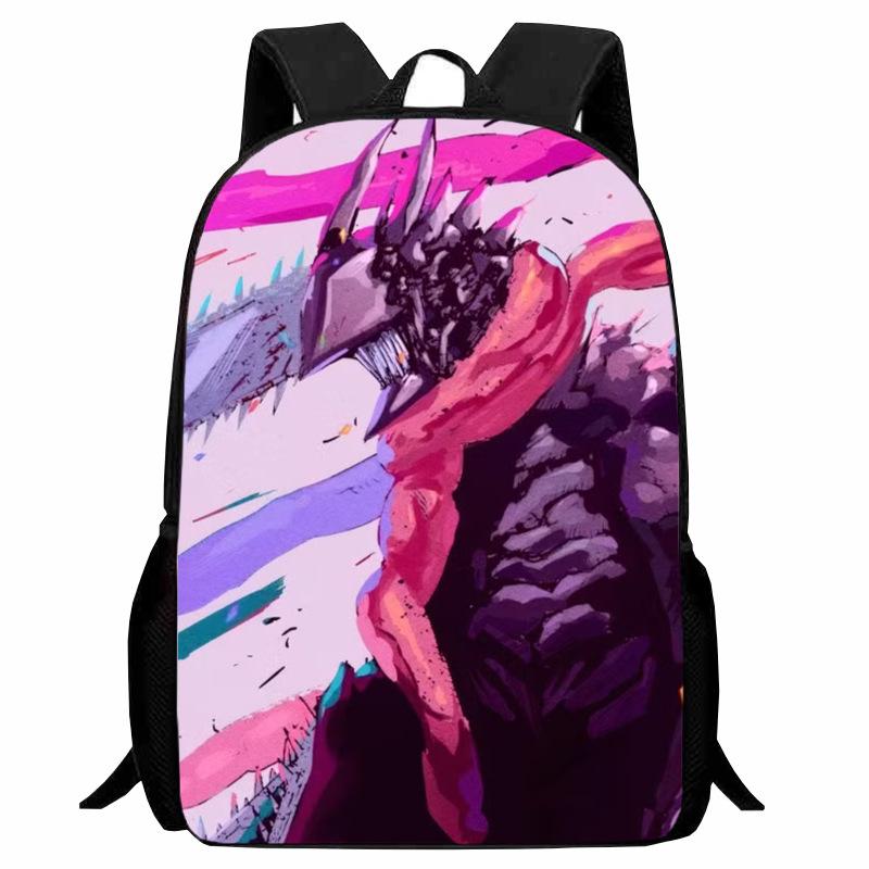Printed Two-Dimensional Chainsaw Man Schoolbag, Primary School Student Cartoon Chaaw Man Backpack