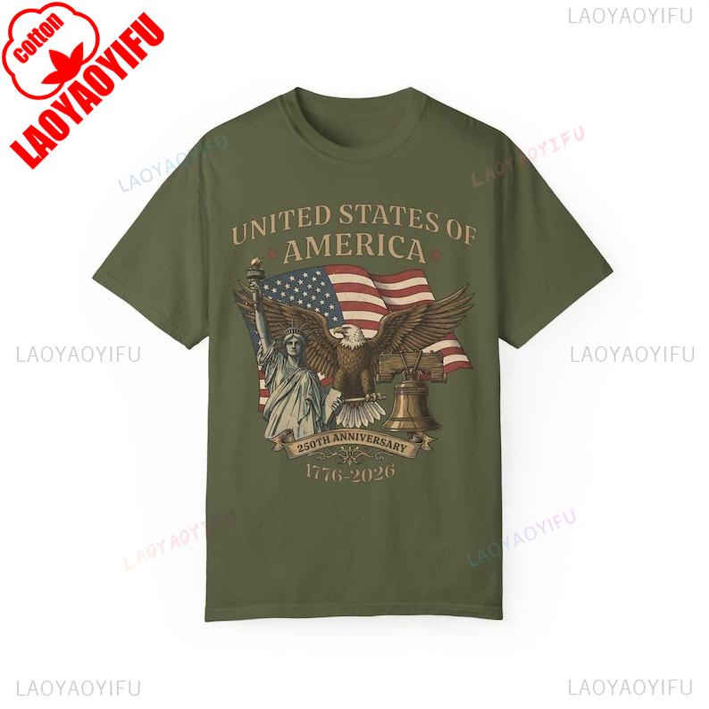 250th Anniversary Shirt Vintage Independence Day  Happy Birthday Unisex Tshirt Regular Short Sleeve Allmatch