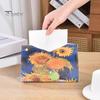 Space Saving Paper Holder PU Leather Tissue Box Cover with Wild Rose/Sunflower Pattern, Foldable Desktop Organizer, Napkin Case, Facial Organizer