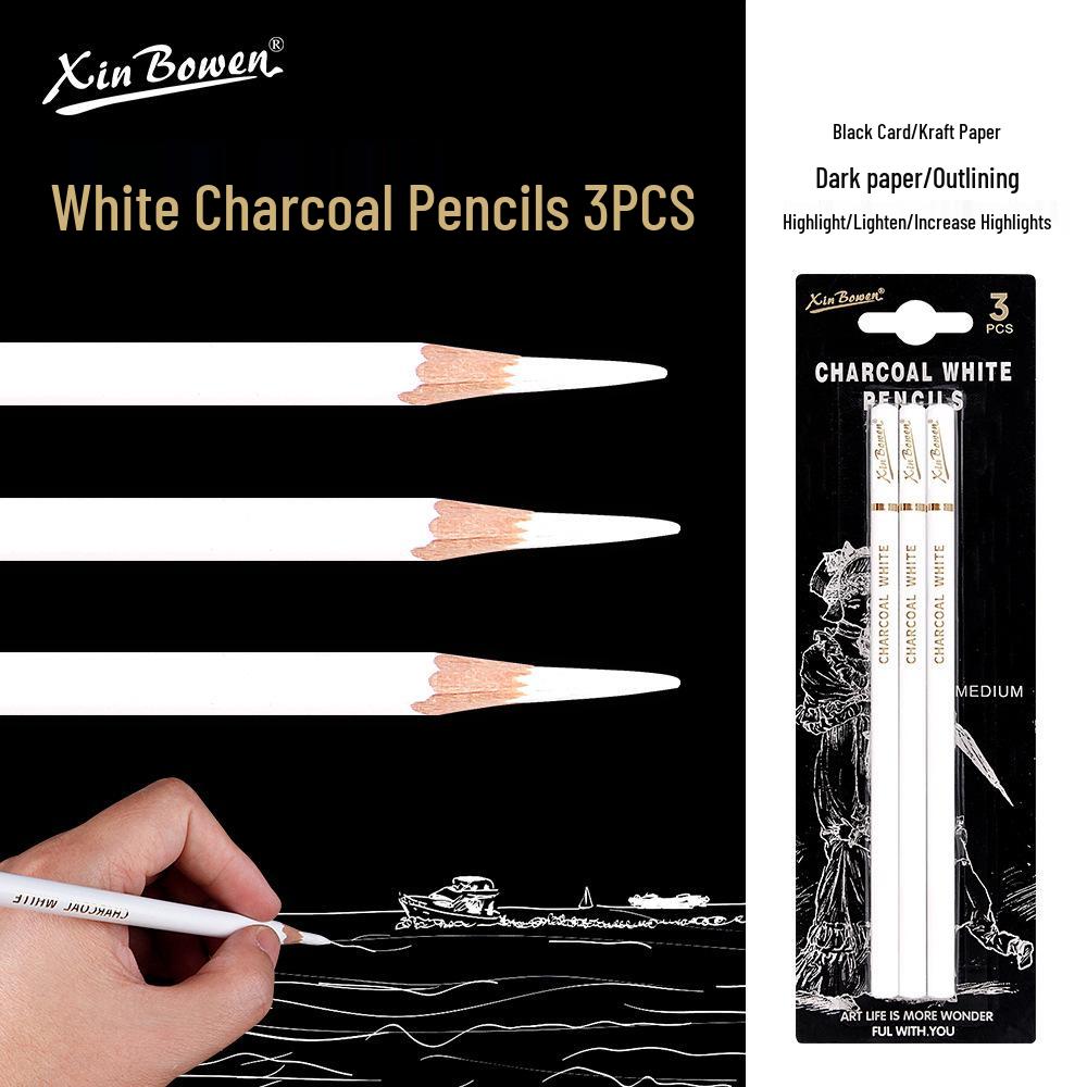 

Набор белых угольных карандашей для эскизов: Набор из 3 предметов для рисования углем для студентов-художников, Специальный карандаш для бликов