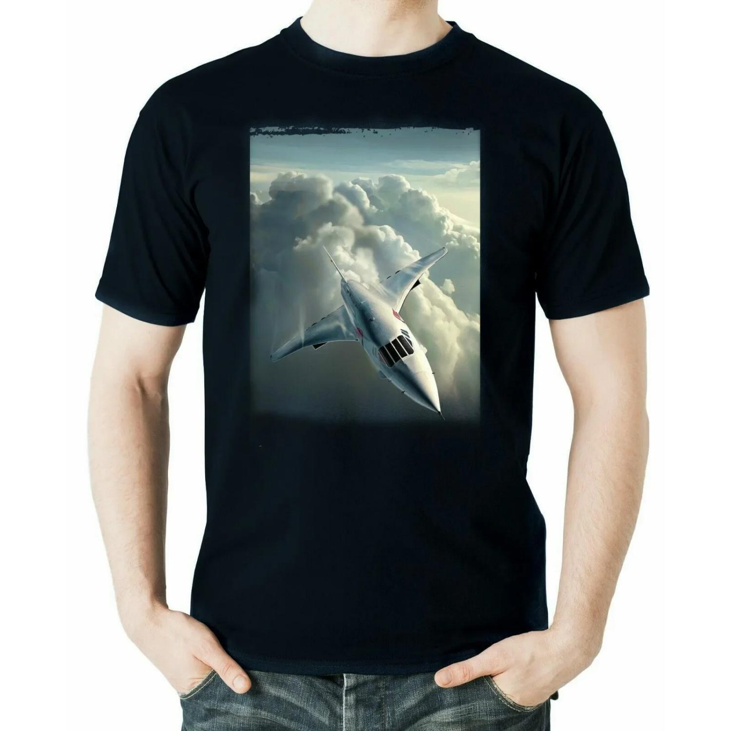

Concorde Supersonic Airliner Illustration Aviation T-Shirt 100% Cotton O-Neck Summer Short Sleeve Casual Mens T-shirt Size S-3XL XXXXXL чорний