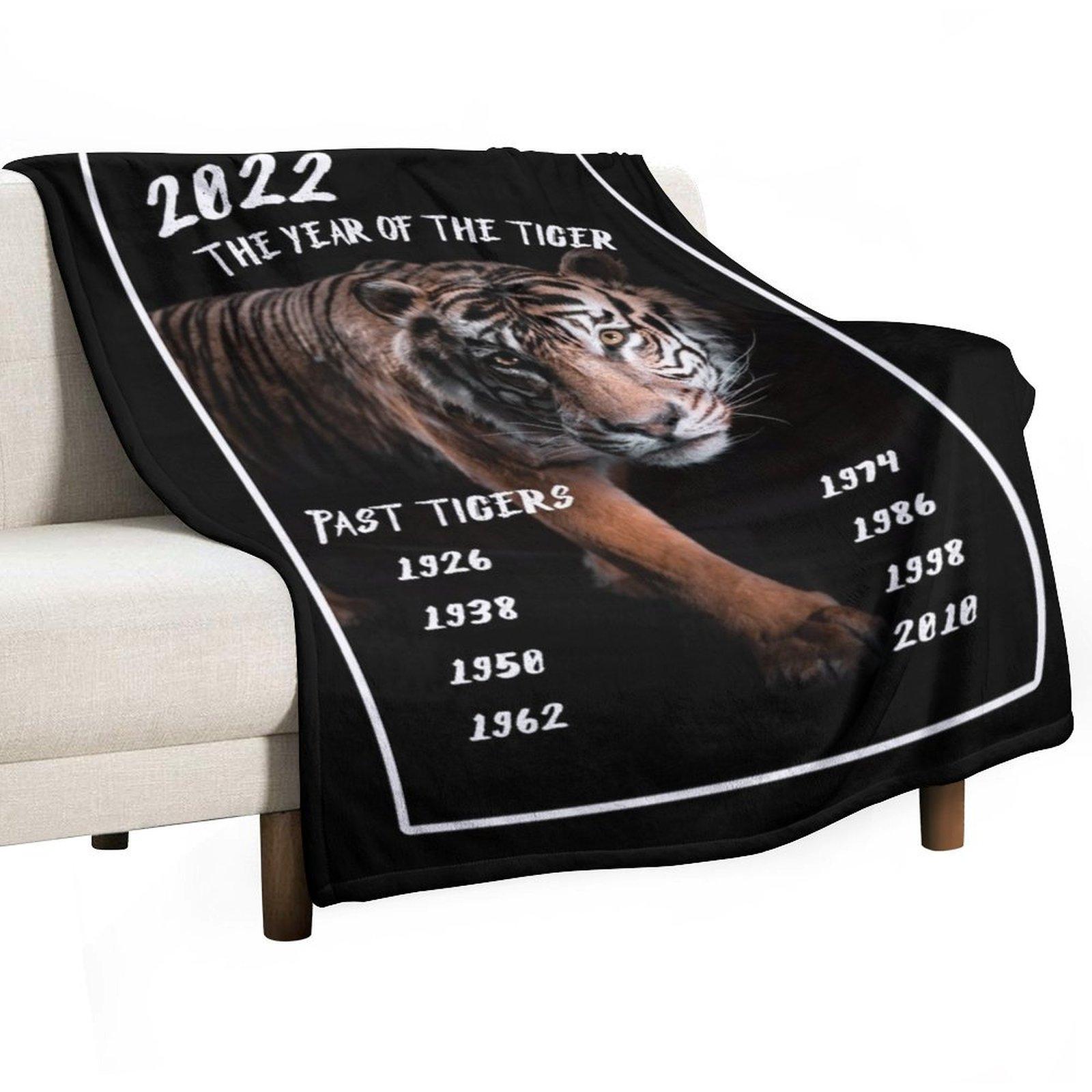 2022 The Year Of The Tiger And Past Tiger Years Throw Blanket Multi-Purpose Soft Plush Plaid halloween funny gift Blankets 30x40in