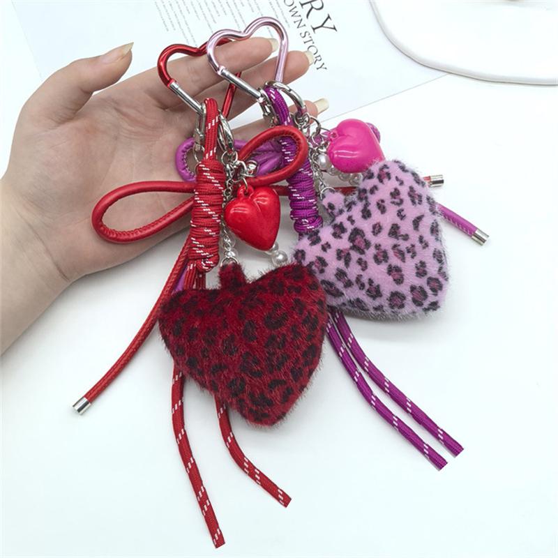 Yogodlns Heart Shape Leopard Mini Backpack Hanging Handbag Pendant Bag Pendant Bags Accessories