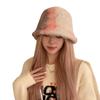 New autumn and winter high-end tie-dye rabbit hair contrasting color hair bucket hat women's outdoor travel fashion basin hat