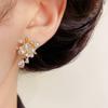 2025 New Korean Version Niche Light Luxury Fashion Design with Rhinestones Inlaid Pearl Fireworks Exquisite Earrings for Women