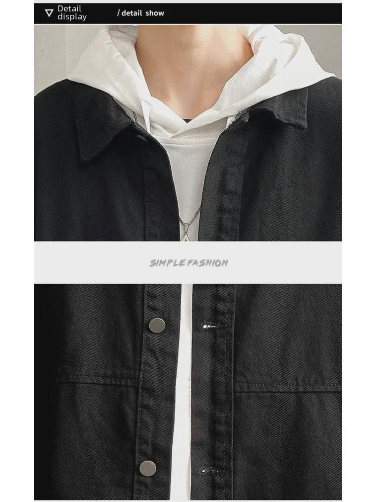 Men's Trendy Denim Jacket: Spring & Autumn Hong Kong Street Style, Loose Fit, Handsome Student Workwear