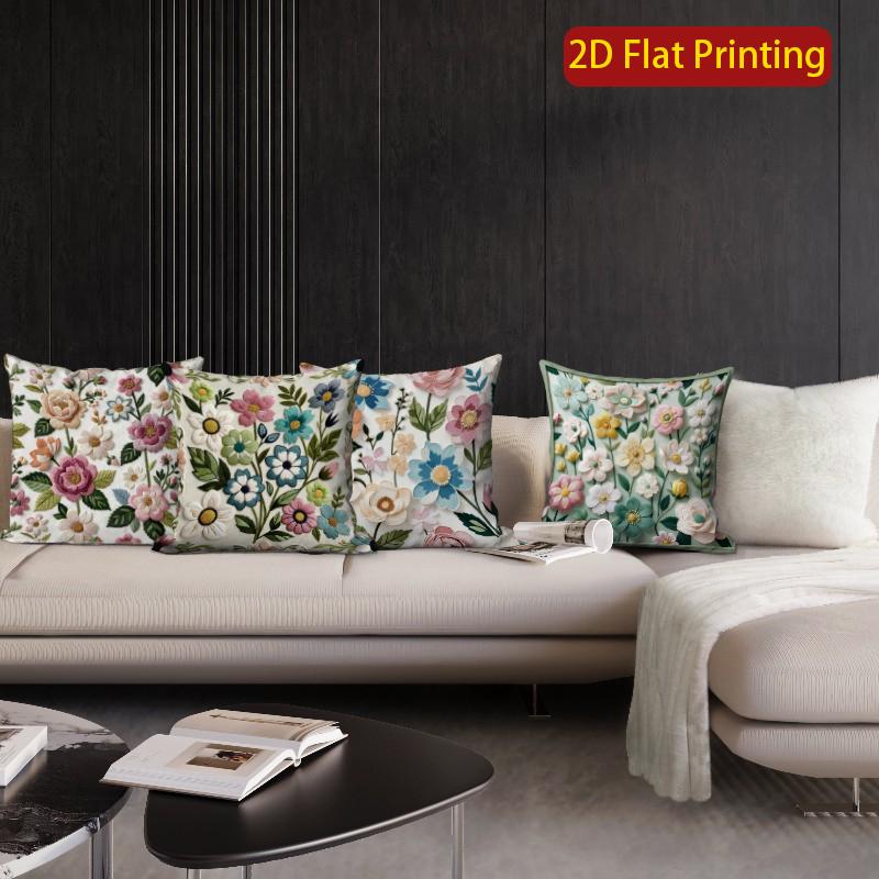 2D Vintage Botanic Floral Throw Pillow Covers** Pattern Cushion Cover Suitable For Sofa Bedroom Car Pillow Cover