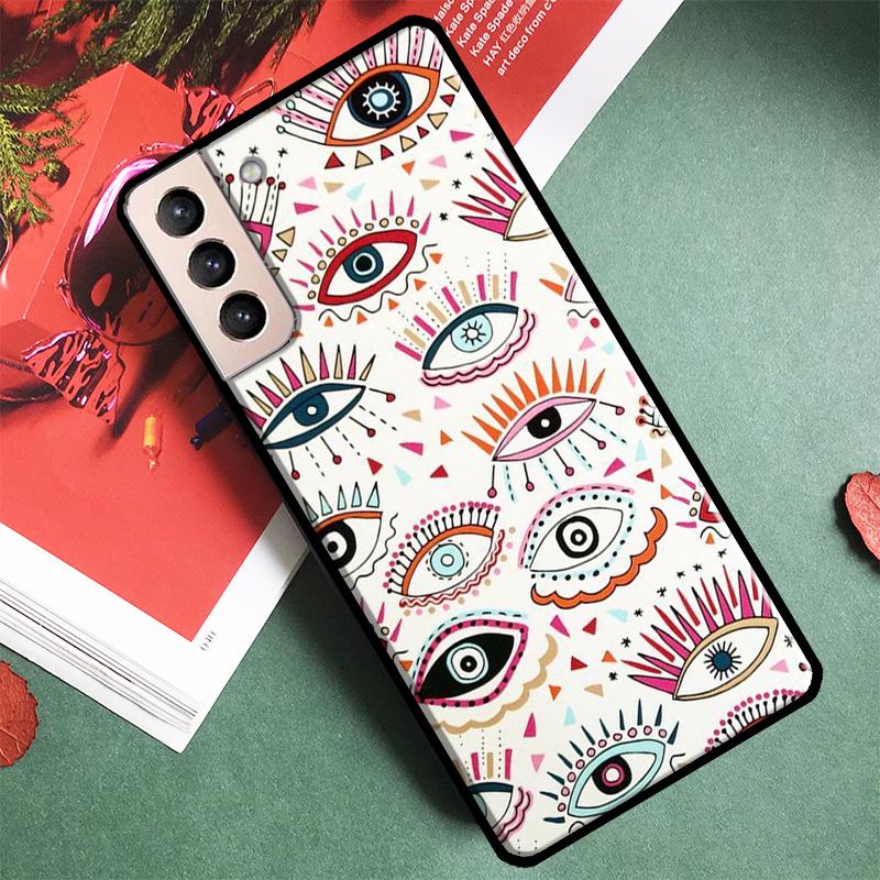 Lucky Eye Blue Evil Eye Print Phone Case For Samsung Galaxy S24 Ultra S9 S10 S20 S21 S22 S23 S25 Plus S24 FE Back Cover