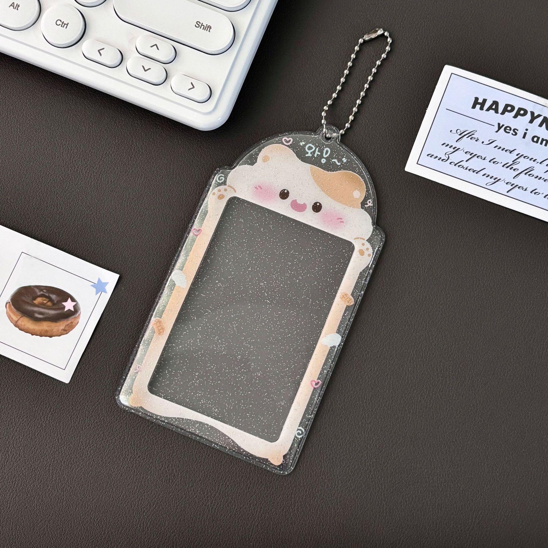 

Прозрачный блестящий милый мультяшный держатель для карточек в виде девочки из ПВХ размером 3 дюйма, маленькая случайная карточка, держатель для карточек hamster