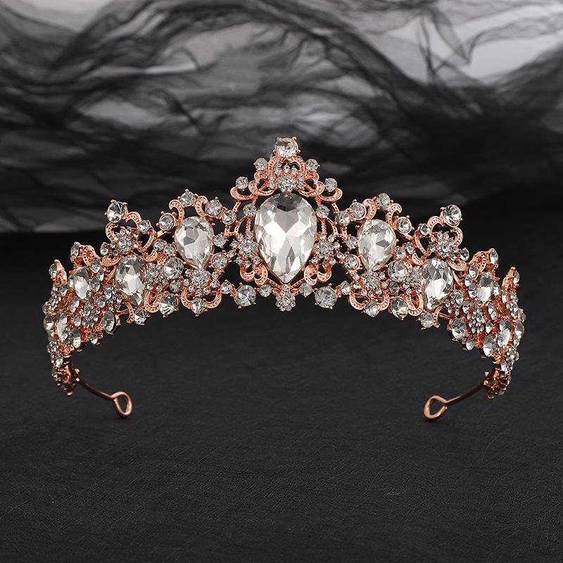 DIEZI Vintage Baroque Blue Crystal Tiara Crown For Women Gilrs Gift Wedding Party Queen Bridal Bride Hair Jewelry Accessories