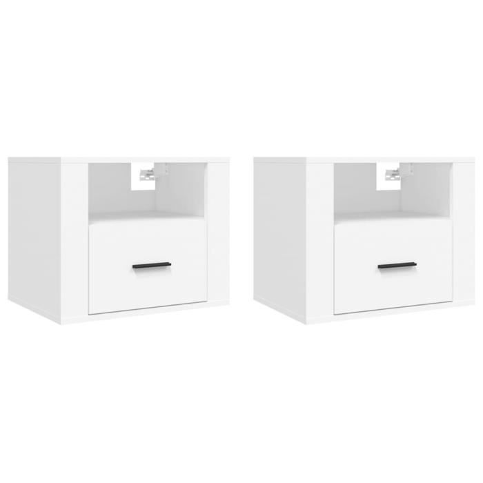 816881 vidaXL Wall-mounted Bedside Tables 2 Pcs White 50x36x40 Cm