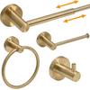 BESy 4 Piece Bathroom Accessories Set (Adjustable 16 To 26 Inch Towel Bar, Towel Ring, Toilet Paper Holder,Towel Hook), Wall Mounted Bath Hardware