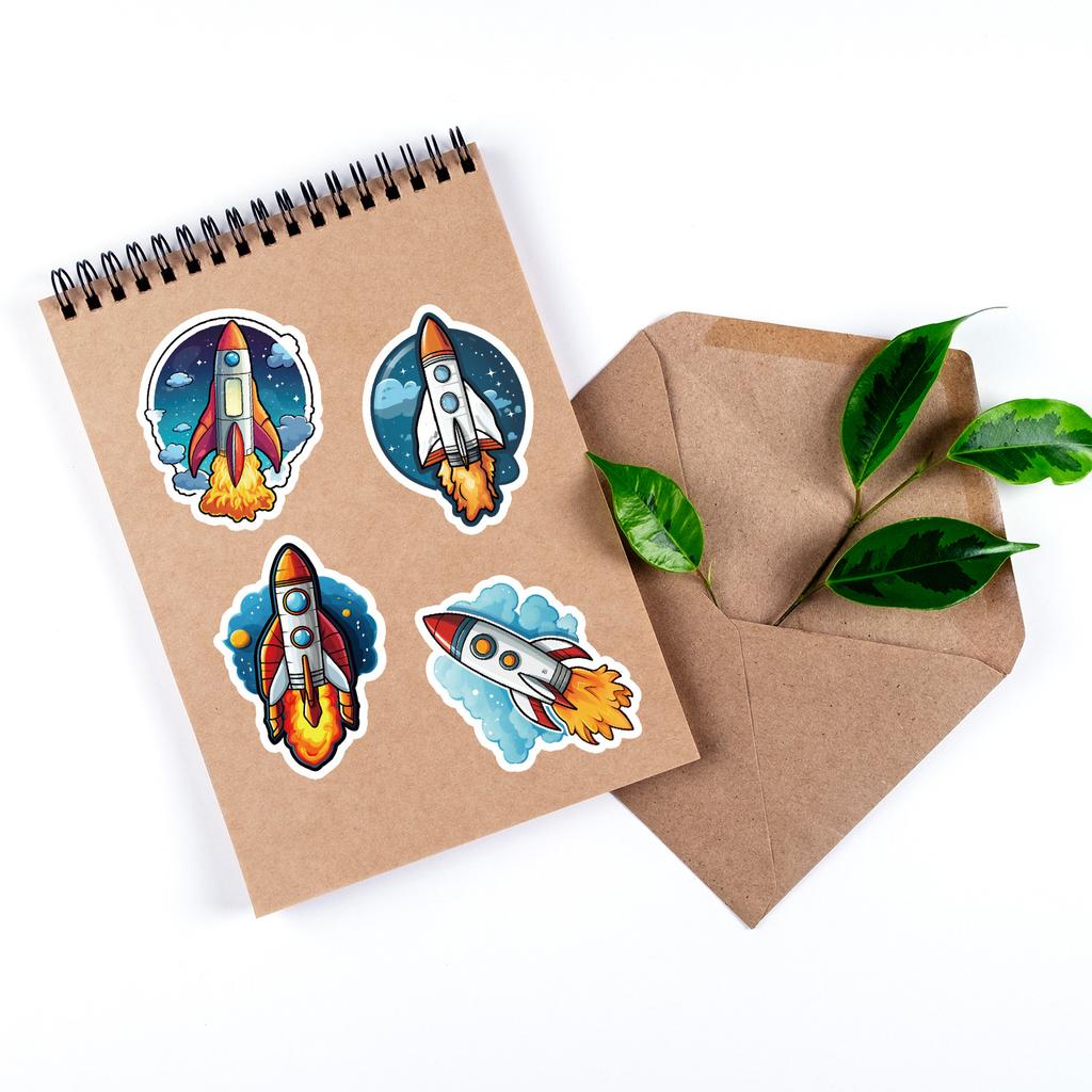 50 Rocket Series Graffiti Stickers DIY Stationery Stickers Water Cup Computer Skateboard Waterproof Decorative Stickers